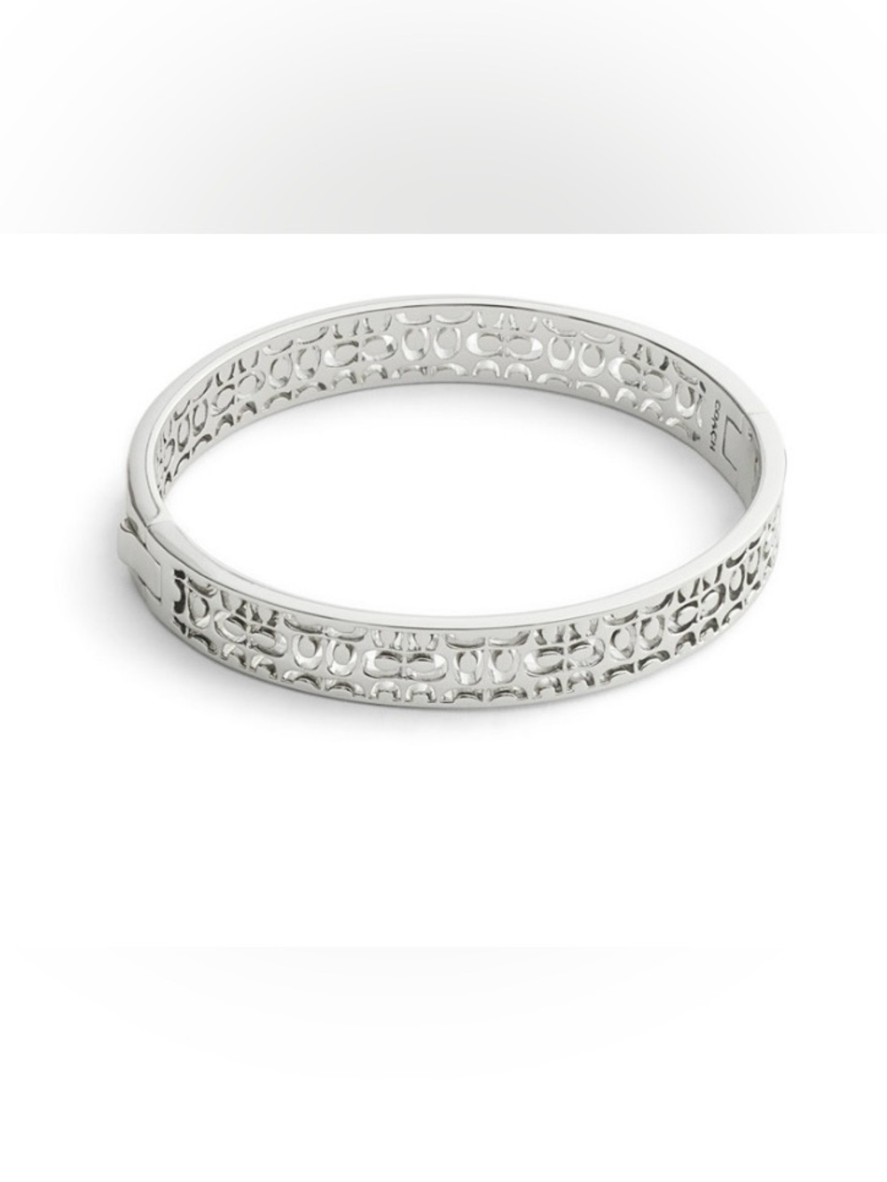 Coach Rhodium plated Cutout Logo Bangle Bracelet